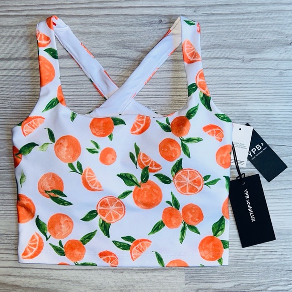 🍊 YPB sculptLUX Strappy-Back Crop Tank Oranges Abercrombie & Fitch XS NWT - Picture 2 of 9